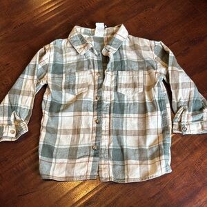 H&M Plaid Kids Shirt in Green and Cream
